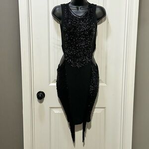 Haute Hippie Black Sequin Backless Dress small